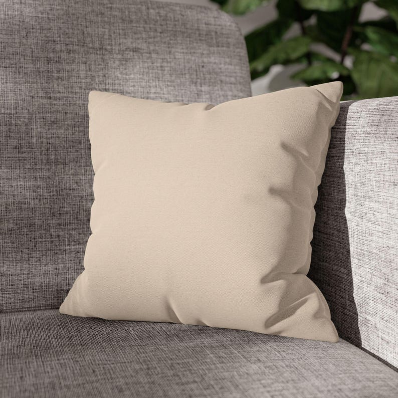 Solid Oatmeal Pillow Cover, Neutral Greige Linen Look Throw Pillow, French Country Taupe Cottage Cushion Cover image 6