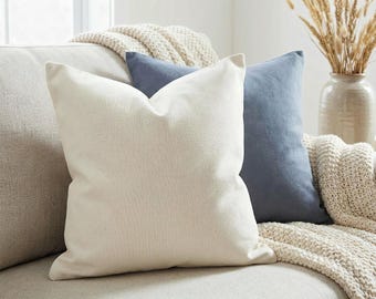 Ivory Pillow Cover, Solid Cream Throw Pillow Case, Neutral Linen Look Cushion Cover, Minimalist Sofa Pillow in Seven Sizes