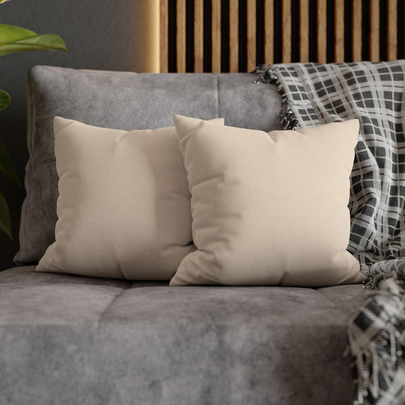 Solid Oatmeal Pillow Cover, Neutral Greige Linen Look Throw Pillow, French Country Taupe Cottage Cushion Cover image 7