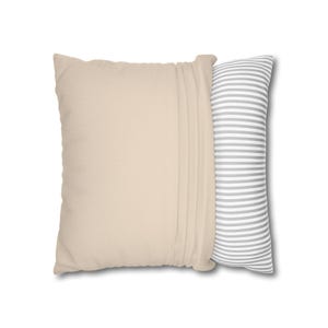 Solid Oatmeal Pillow Cover, Neutral Greige Linen Look Throw Pillow, French Country Taupe Cottage Cushion Cover image 11