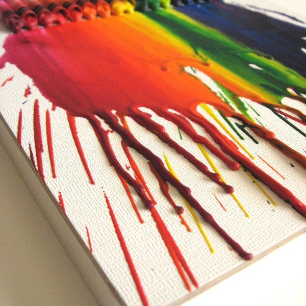 8x10 original colorful melted crayon art