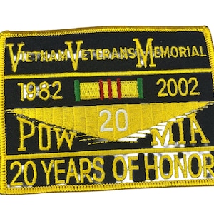 Vintage Vietnam Veterans Memorial Patch 1982-2002 POW MIA 20 Years of Honor