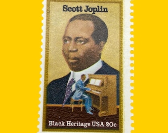 Sello postal antiguo de Scott Joplin de 20 centavos de 1983, Serie Patrimonio Negro, sin usar, en perfecto estado.