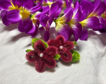 Handmade Pipe Cleaner Flower Hair Clips (5pairs 10pcs)