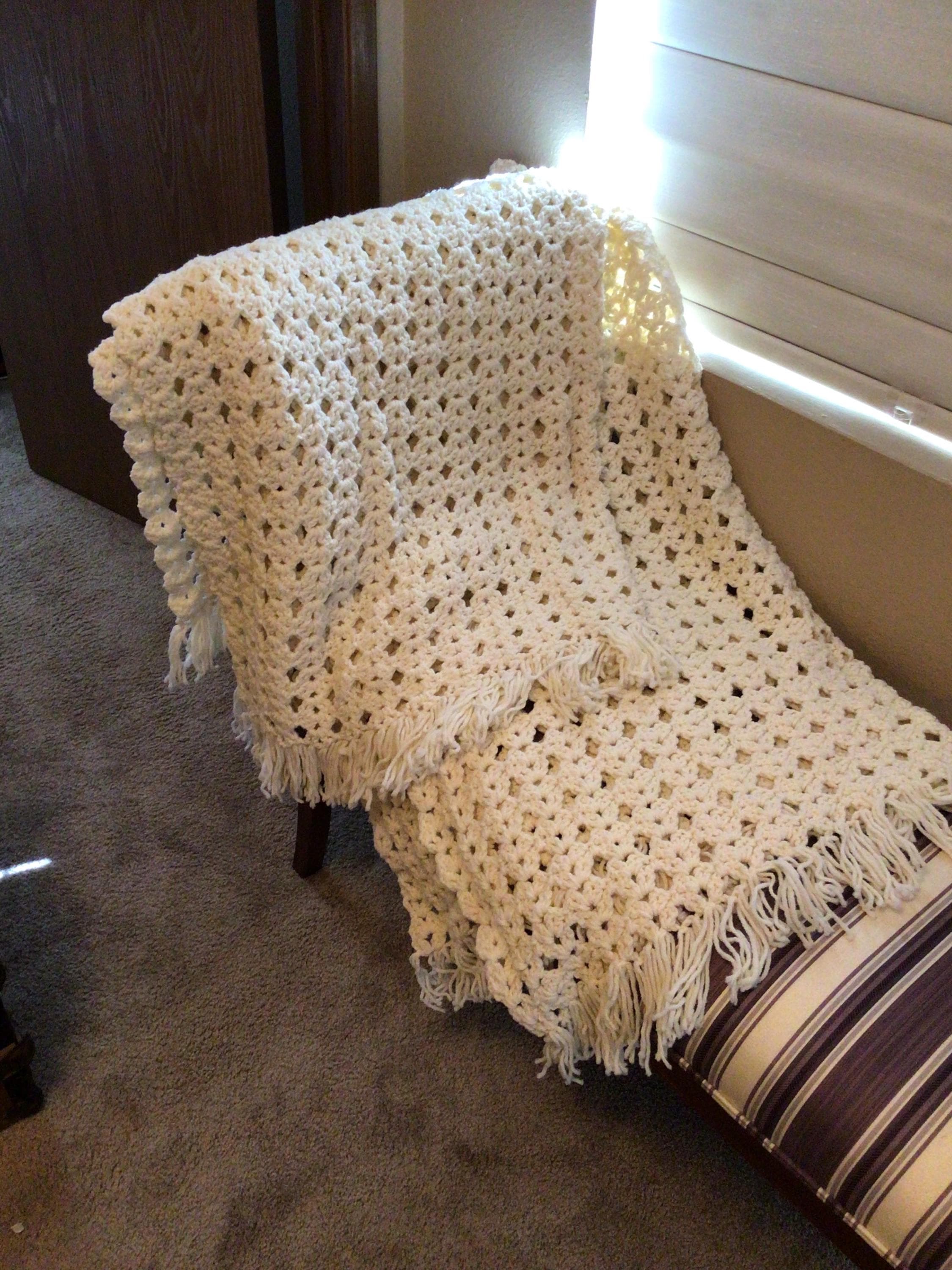 Vintage Crochet Cream Blanket - Etsy