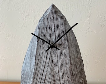 Wood "Arrowhead Clock" with scorched and limed finish