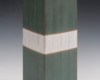 Textured and painted tall wood box with lid