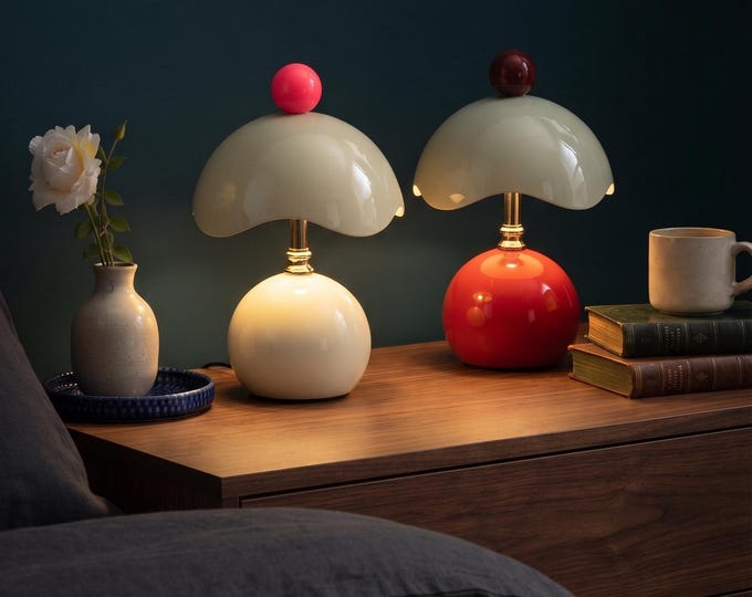 Modern Mushroom Table Lamp, Scandinavian Bedside Lamp, Bauhaus Nightstand Light, Colorful Minimalist Desk Lamp, Retro Home Decor
