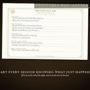 RPG Session Recap Cards | DnD Campaign Notes PDF (Instant Download)