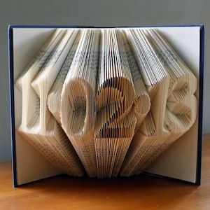 Folded Book Art - Paper Anniversary Gift for Him or Her - Husband Wife Wedding Date -  Birthday Gift - Wedding Decoration - Save the Date