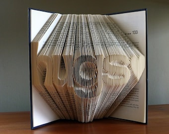 Folded Book Art - Gifts for Best Friend - Grandparents - Moms - Dads - Kids - Hugs - 4 Letters With a Heart