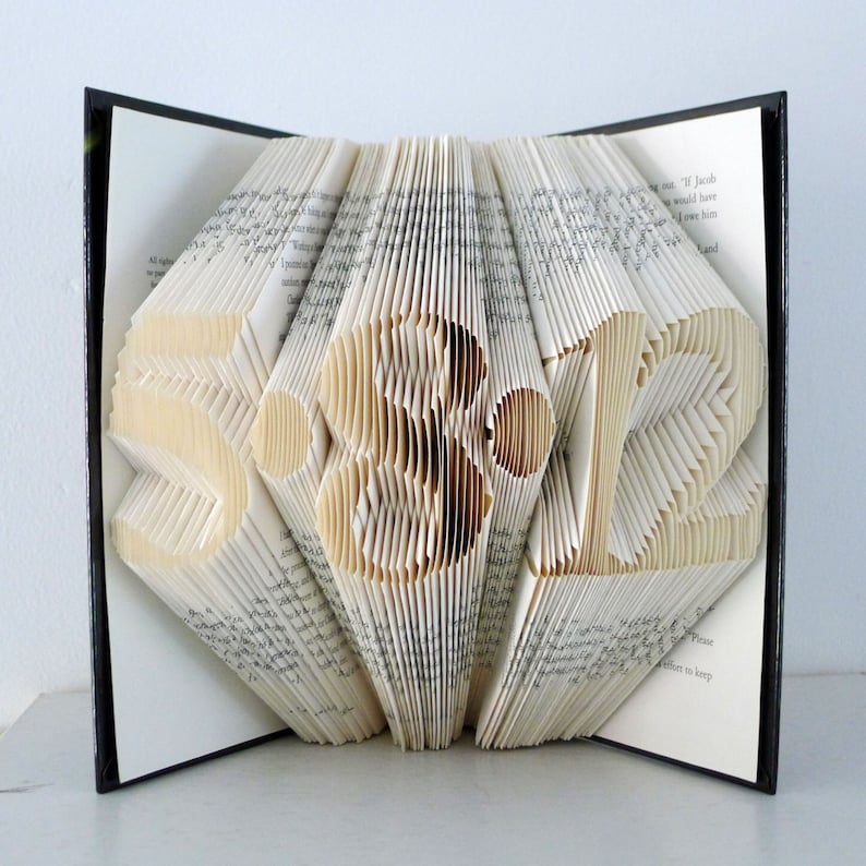 Folded Book Art Anniversary Gift for Him Her Wedding Date Birthday Present Paper Anniversary 4 Digits Save the Date image 2