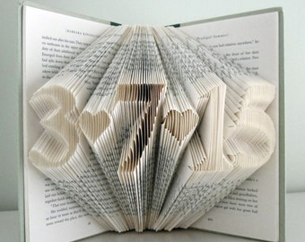 Libro plegable personalizado con fecha. Regalo de primer aniversario para él y ella. Regalo de papel. Regalo de primer aniversario para esposo y esposa.