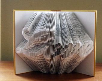 Folded Book Art - LOVE - Anniversary Gifts - Boyfriend Gift - For Book Lovers - Book Sculpture - Paper Anniversary - Home Decor