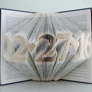 Folded Book Art Anniversary Gift for Him Her Wedding Date Birthday Present Paper Anniversary 4 Digits Save the Date image 1