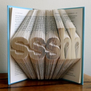 Folded Book Art - Unique Gift For Book Lover - Home Decor - Book Sculpture - Library -  Best Selling - Your Choice of Words -