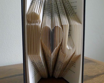 Boyfriend / Girlfriend Gift  - Anniversary Gift - Folded Book Art - Handmade - I Heart You - Valentine - i love u - Book Art