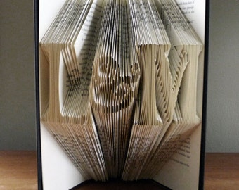 Paper Anniversary - 1st First Wedding Anniversary Gift for Boyfriend / Husband - Folded Book Art Sculpture Gift - Handmade Wedding Gift