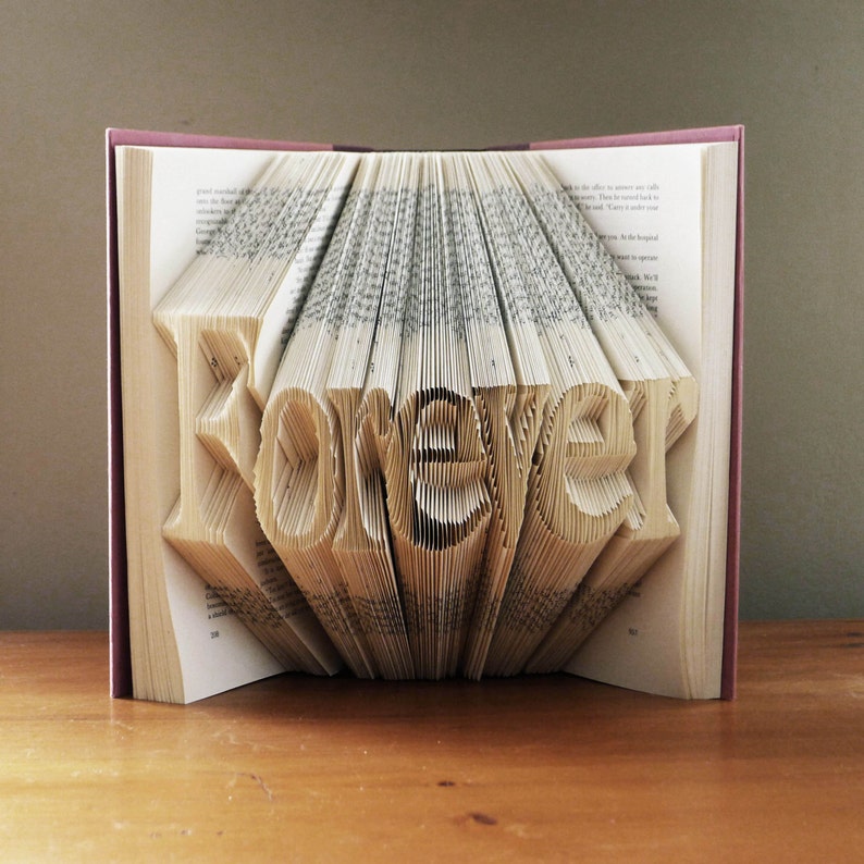 Folded Book Art Anniversary Wedding Best Selling Item Boyfriend / Girlfriend Unique Present Forever Your Choice of Words image 2