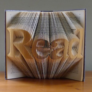 Best Selling Items - Art Folds - Gifts for book lovers - Folded Book Art Sculpture - READ - Altered Book - Origami - Unique - Paper art