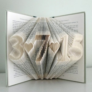 Folded Book Art Anniversary Gift for Him Her Wedding Date Birthday Present Paper Anniversary 4 Digits Save the Date image 3