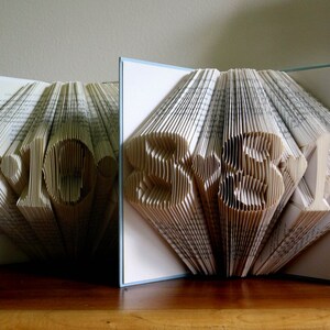 Folded Book Art Anniversary Gift for Him Her Wedding Date Birthday Present Paper Anniversary 4 Digits Save the Date image 5