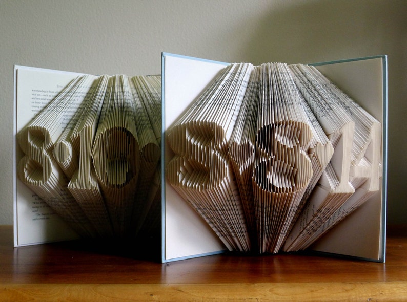 Folded Book Art Anniversary Gift for Him Her Wedding Date Birthday Present Paper Anniversary 4 Digits Save the Date image 5