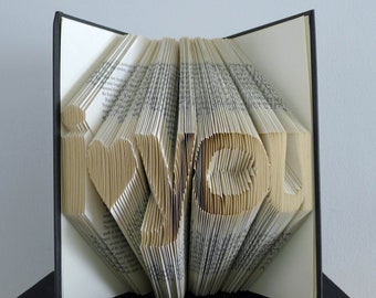 Unique Boyfriend / Girlfriend Gift - Paper Anniversary - Folded Book Sculpture - Wedding Present - Altered Book - Recycled Book