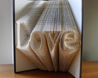 Anniversary Gifts for Boyfriend / Girlfriend - Paper Anniversary - LOVE - Folded Book Art Sculpture  - Unique Wedding Gift - Centerpiece