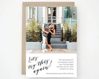 Destination Wedding Photo Change the Date - Modern, stylish, chic and sophisticated calligraphy, (Pamela Suite)