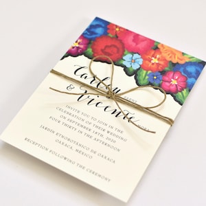 Floral Wedding Invitations Colorful Oaxaca Embroidery Inspired Modern Hacienda Destination Wedding Invite Carley Suite image 2