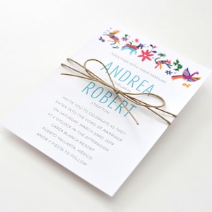 Beautiful Wedding Invitations - Otomi Print – Unique and Ornate Destination Wedding Invitation (Andrea Suite)