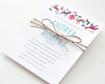 Beautiful Wedding Invitations - Otomi Print – Unique and Ornate Destination Wedding Invitation (Andrea Suite)