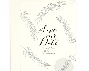 Romantic Wedding Save the Date - Elegant and Sophisticated, unique Script Font, Intimate Romantic Timeless Save the Date (Vivian Suite)
