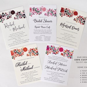 Floral Destination Wedding Invitations Colorful Mexican Embroidery Inspired Summer Wedding Invitation Rachel Suite image 4