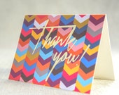 Colorful Chevron Gold Foil Thank You Card