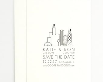Cityscape Save the Date - Modern Elegant Architectural Big City Silhouette – Chicago, New York, San Francisco - Save the Date (Katie Suite)