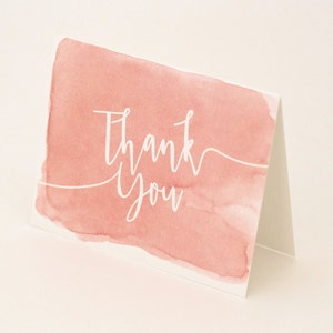 Watercolor Thank You Cards Coral Ombre Modern Design with Unique Watercolor Pattern Wedding Card Sarah Suite image 2