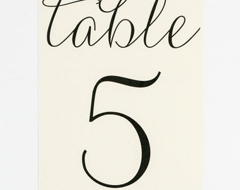 Wedding Table Numbers - Modern, Elegant, Classic, and Simple - Calligraphy Script Wedding Table Number (Paulina Suite)