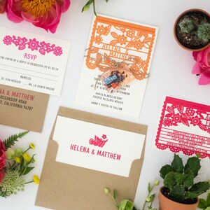 Floral Destination Wedding Invitations Destination Wedding Colorful Mexican Fiesta Papel Picado Wedding Invitation Helena Suite image 2