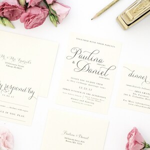 Beautiful Wedding Invitations Modern, Elegant, Classic, and Simple Calligraphy Script Wedding Invitation Paulina Suite image 2