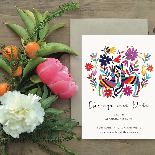 Destination Wedding Change the Date - Modern, stylish, chic and sophisticated calligraphy, (Alondra Suite)