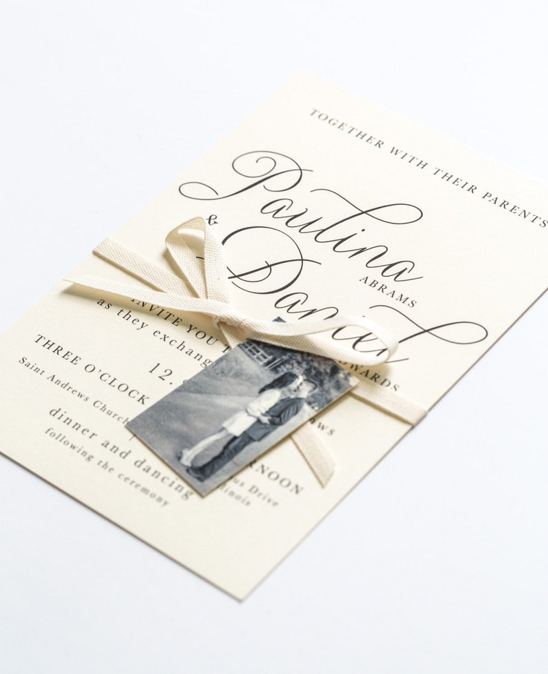 Beautiful Wedding Invitations Modern, Elegant, Classic, and Simple Calligraphy Script Wedding Invitation Paulina Suite image 1