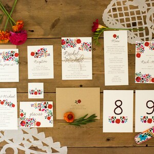 Floral Destination Wedding Invitations Colorful Mexican Embroidery Inspired Summer Wedding Invitation Rachel Suite image 3