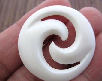 One of a kind Hand carved Koru symbol, swirl  Design, Carved Buffalo bone, Focal piece, Jewelry making Supplies