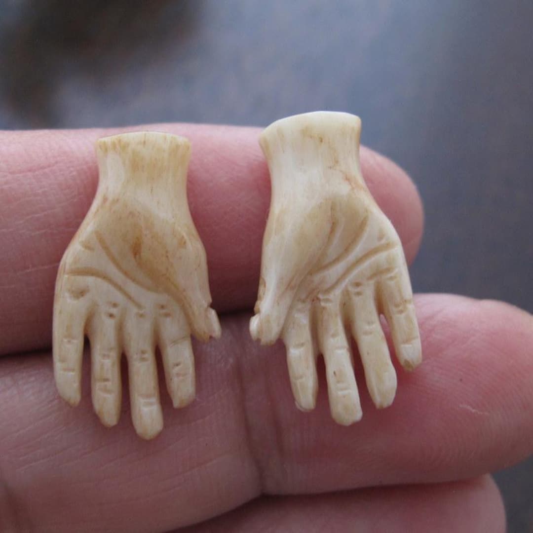 Beautifully Detailed Mini Hand, Carved Buffalo Bone Handmade Supplies ...