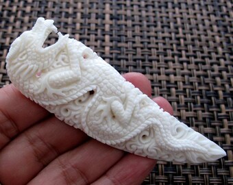 Deep Relief Hand Carved  Dragon, buffalo bone carving, wholesale  Jewelry making Supplies