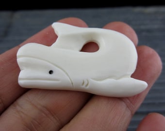 Beautiful Hand carved  Buffalo bone Whale,  carving, Pendant, Jewelry making Supplies B3474