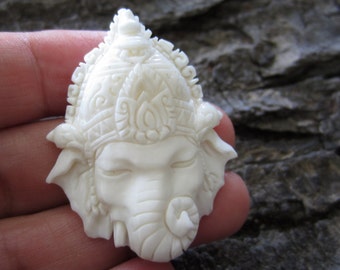 Ganesha Pendant , Side-Drilled Cabochon, Focal Pendant, Bali Handmade supplies B4003