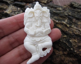 Excellent detail Ganesha Carved Bone Sculpture, Bone Carving, Jewelry making Supplies B3477